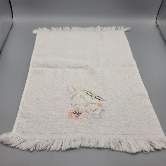 Fall Halloween Kitchen Hand Towel Set of 2 Embroidered Cat Witch - Picture 9 of 9